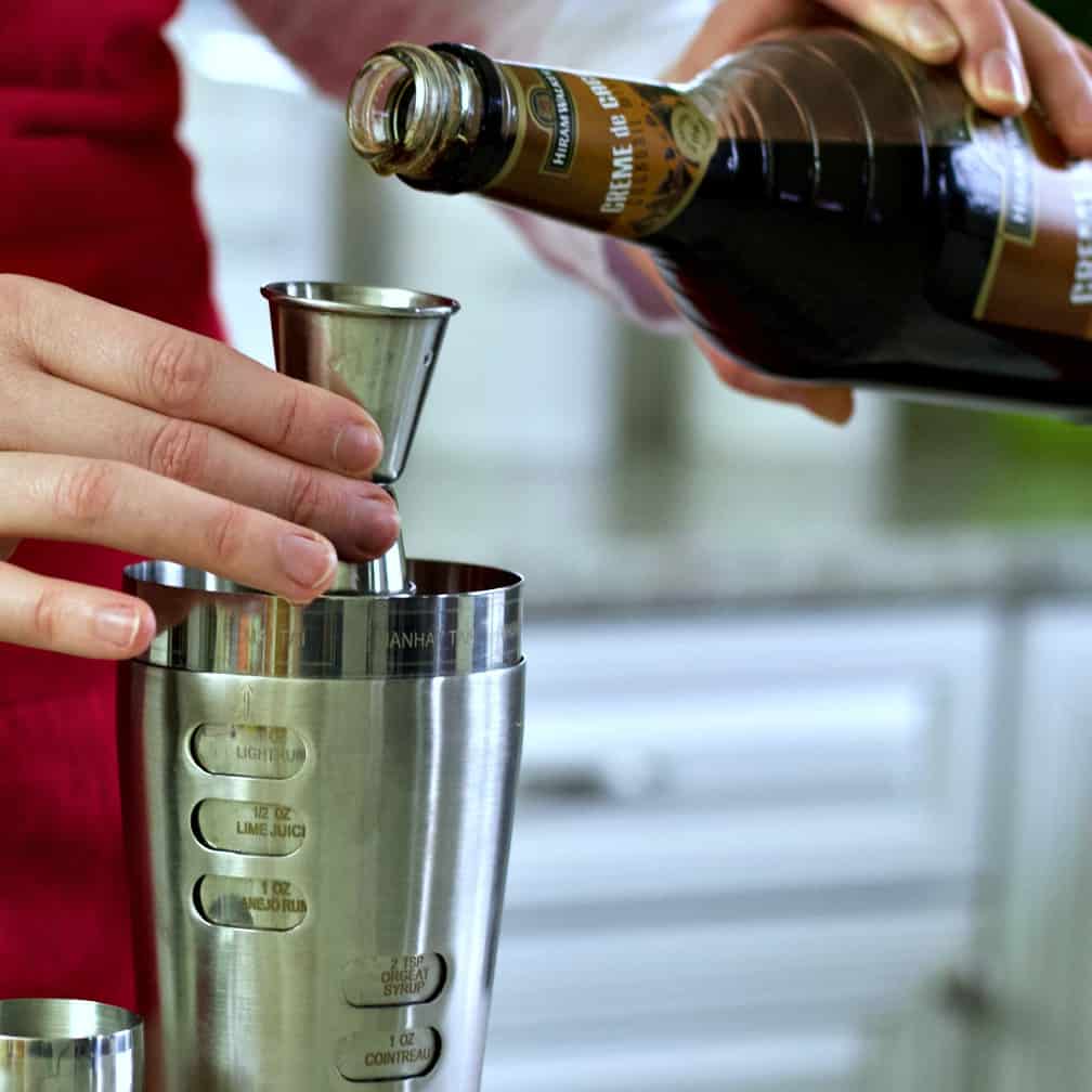 Adding Creme de Cacao-Chocolate Orange Margarita