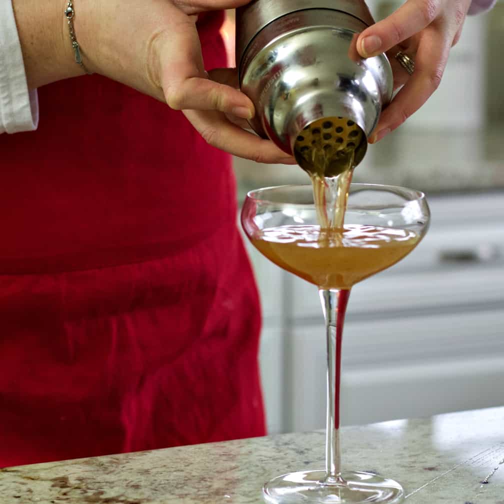 pour the chocolate orange margarita into a coop style glass