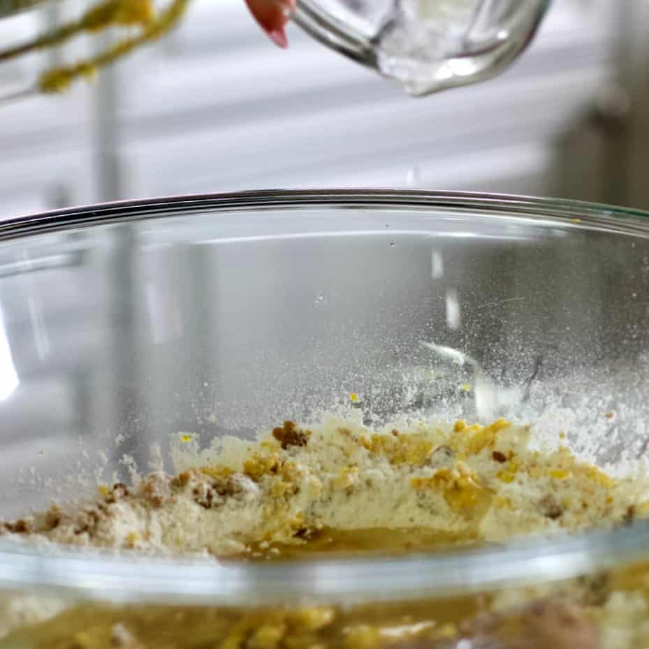 pouring coconut oil-lemon bars recipe
