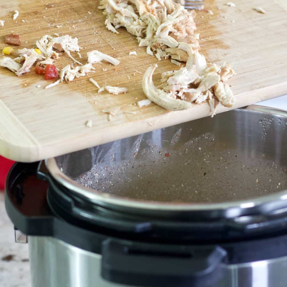 Add shredded chicken
