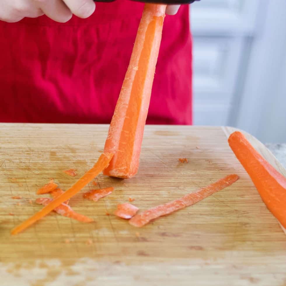 peeling carrots-cabbage stew
