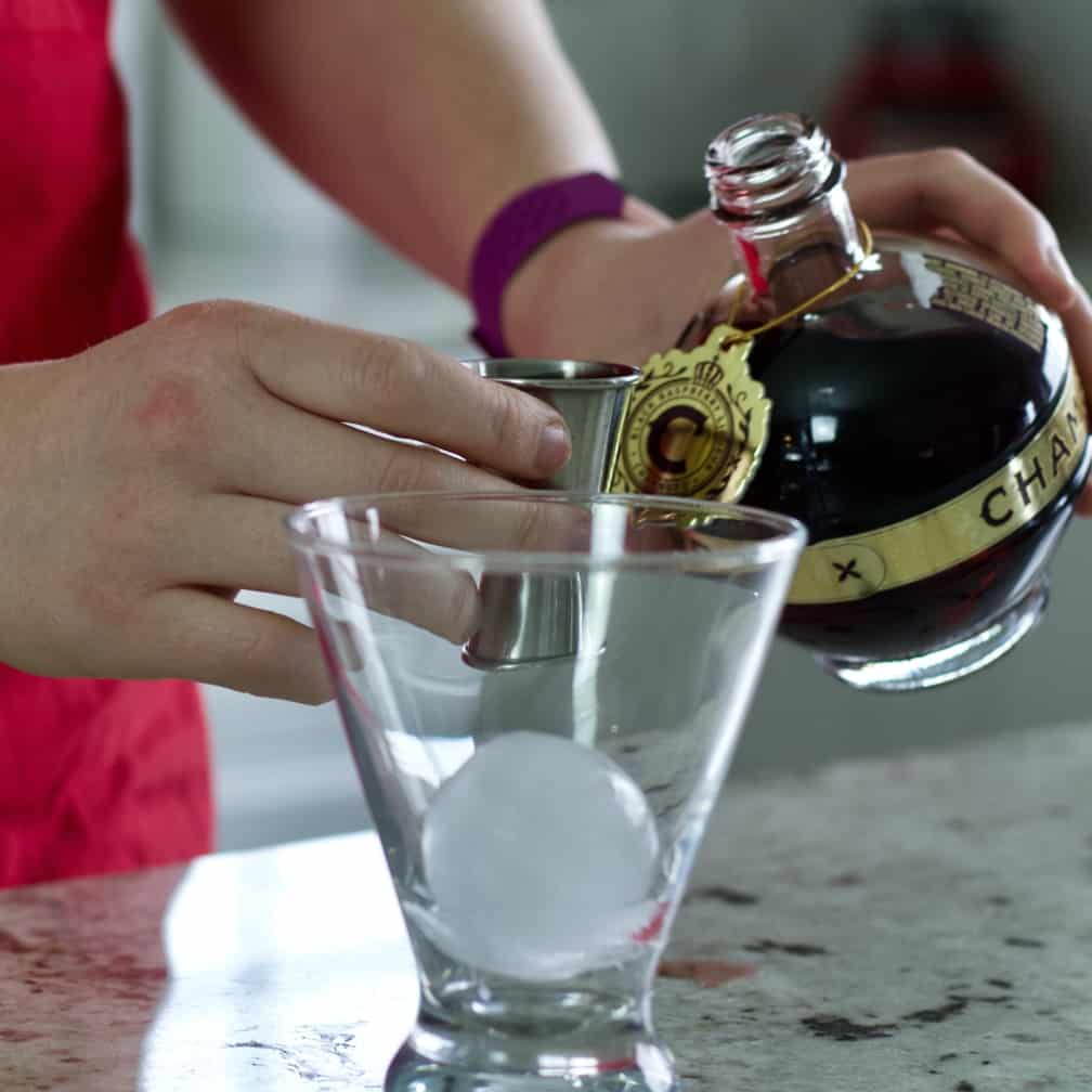 pouring chambord-peanut butter and jelly drink