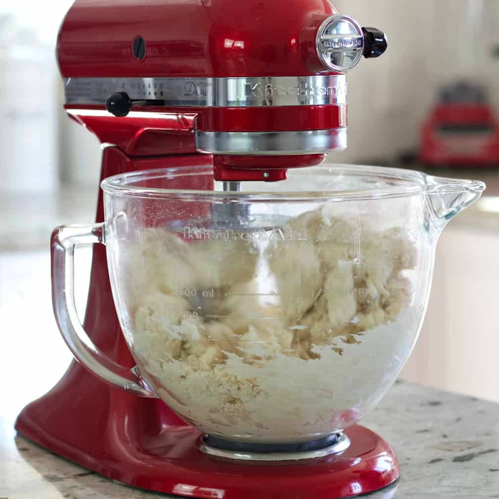 mixing bagel dough