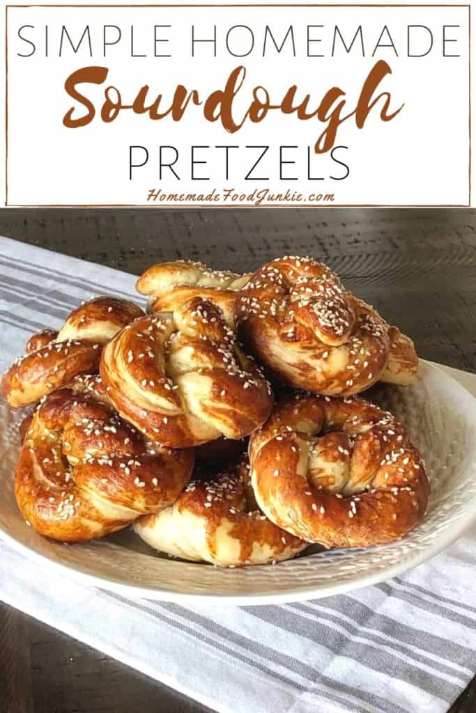 Simple homemade sourdough pretzels-pin image