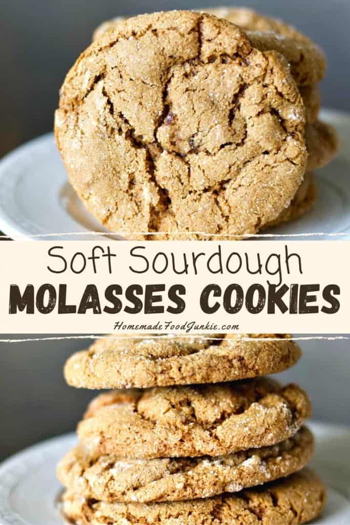 soft sourdough molasses cookies-pin image