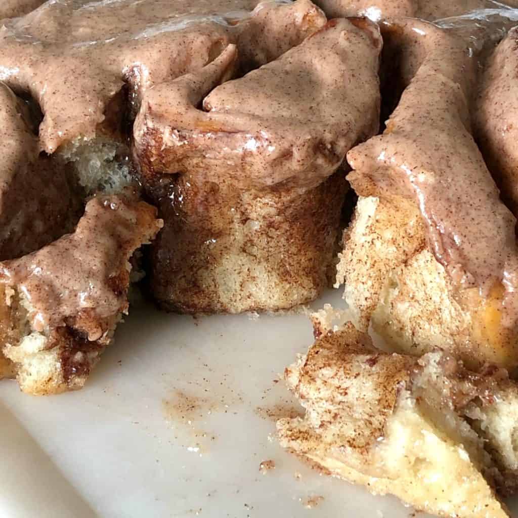 Soft Sourdough Cinnamon Rolls Recipe 9 sourdough cinnamon rolls on a plate
