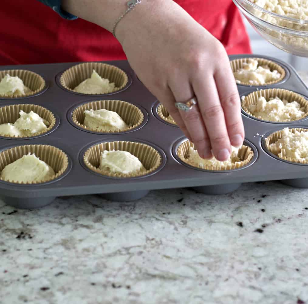 Adding streusel to coffee cake muffins