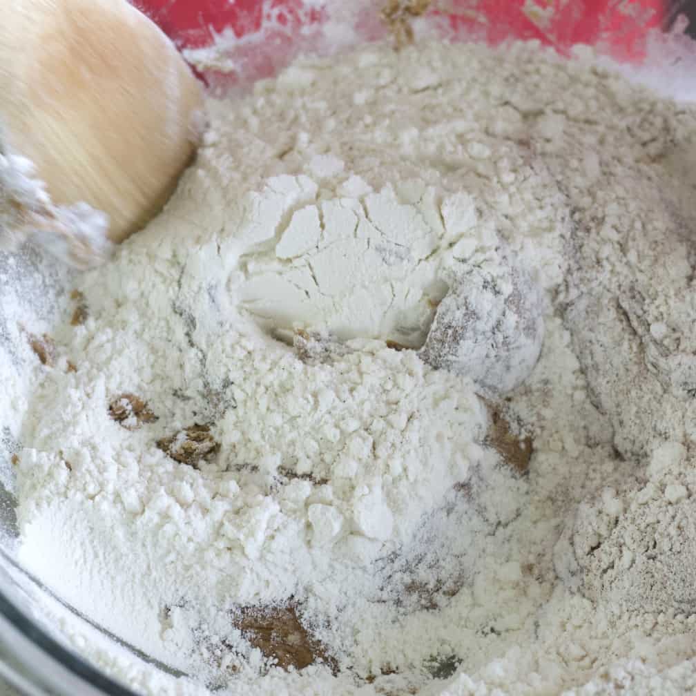 mixing molasses cookie dough