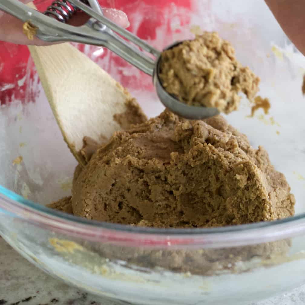 scooping cookie dough