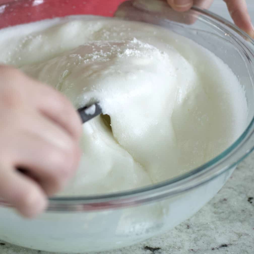 folding in dry ingredients-angel food cake