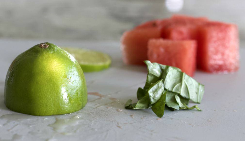 fresh ingredients for watermelon margarita