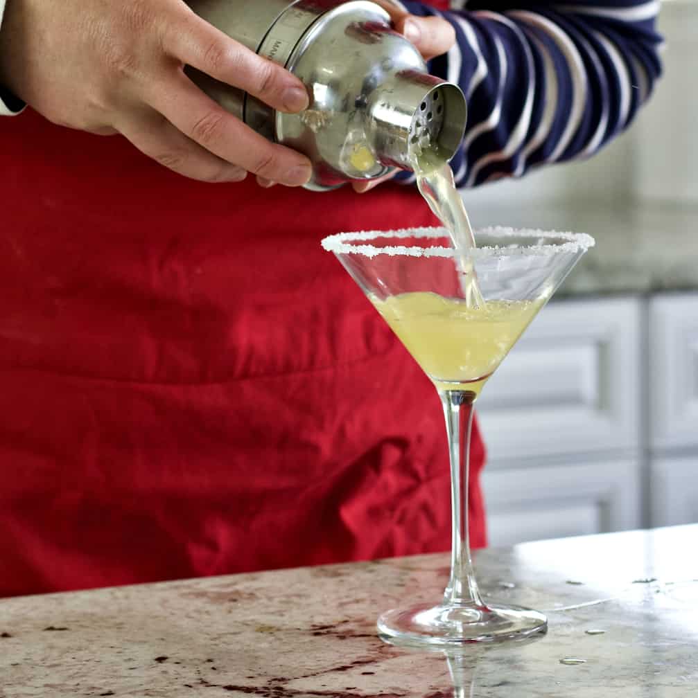 straining a Mexican martini