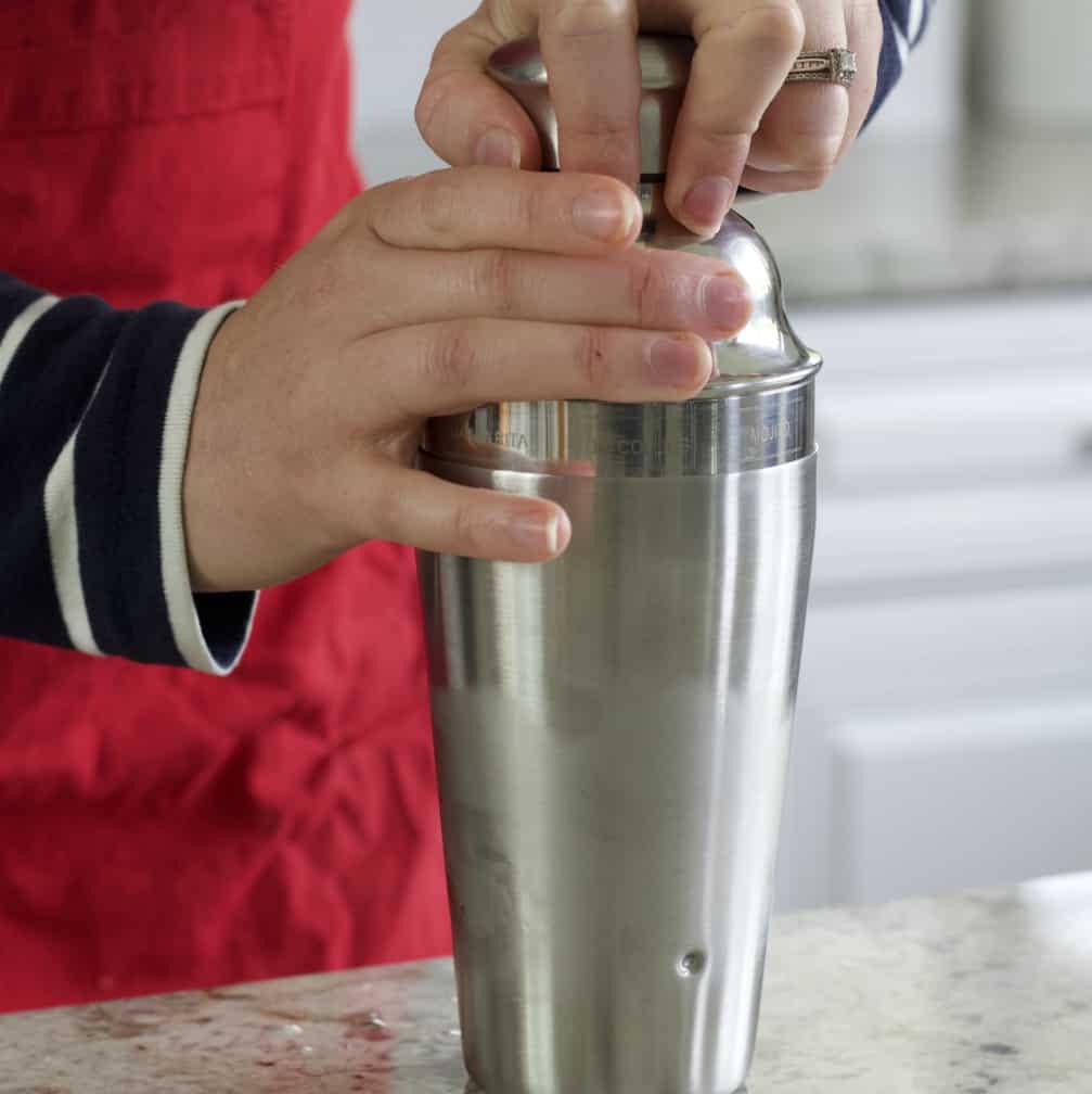 sealing a cocktail shaker.
