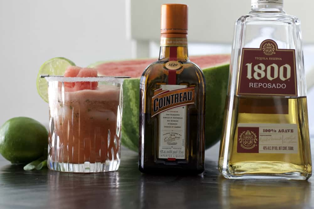 watermelon margarita with basil