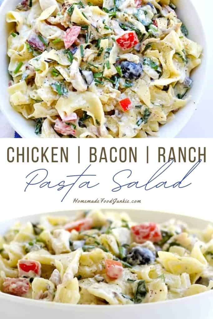 Chicken Bacon Ranch Casserole Recipe 3 Chicken bacon ranch pasta salad-pin image