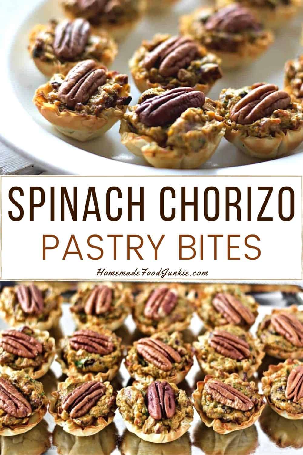 Spinach chorizo pastry bites-pin image