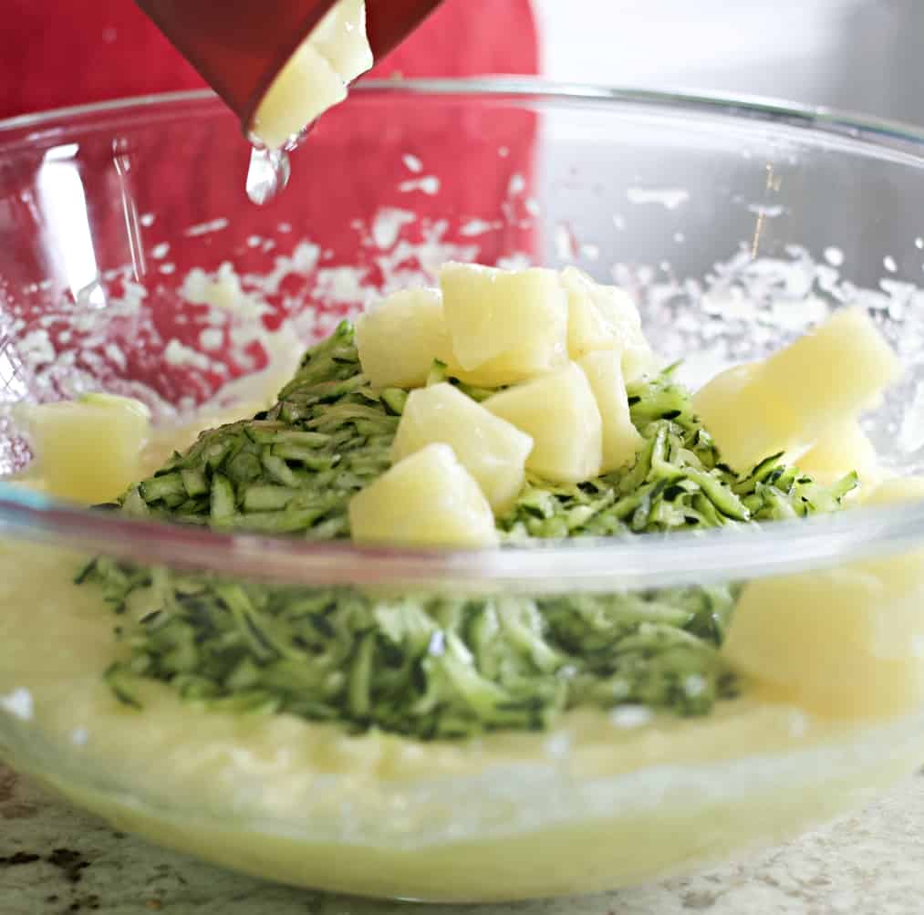 zucchini and pineapple in batter