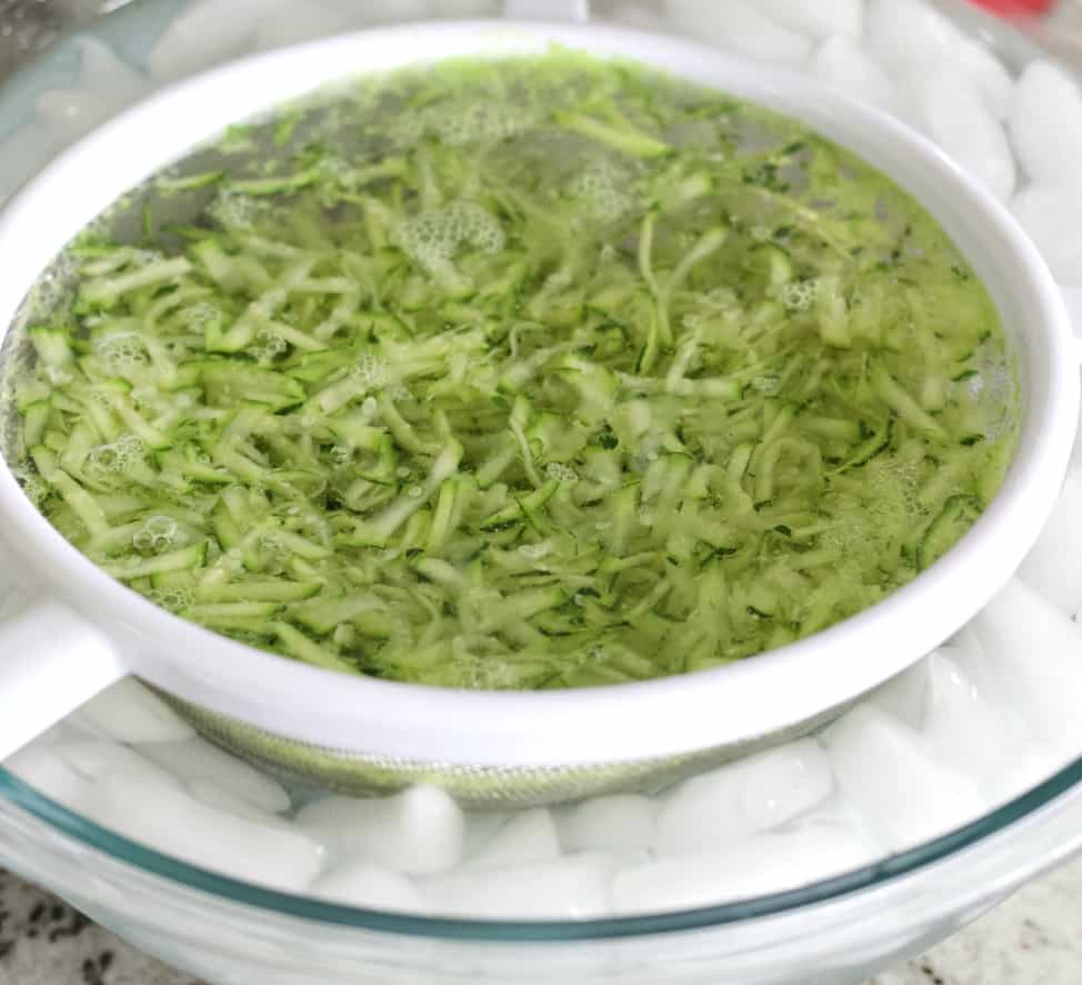 cooling blanched zucchini
