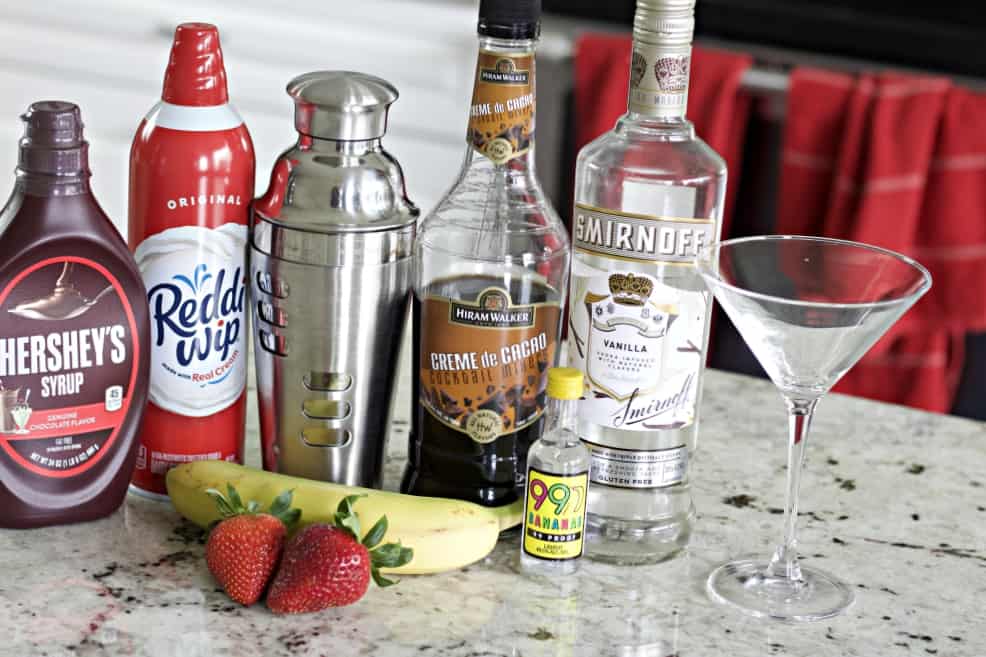 Ingredients for Banana Split Cocktail