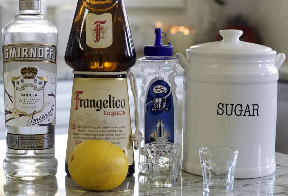 ingredients for the chocolate cake shot