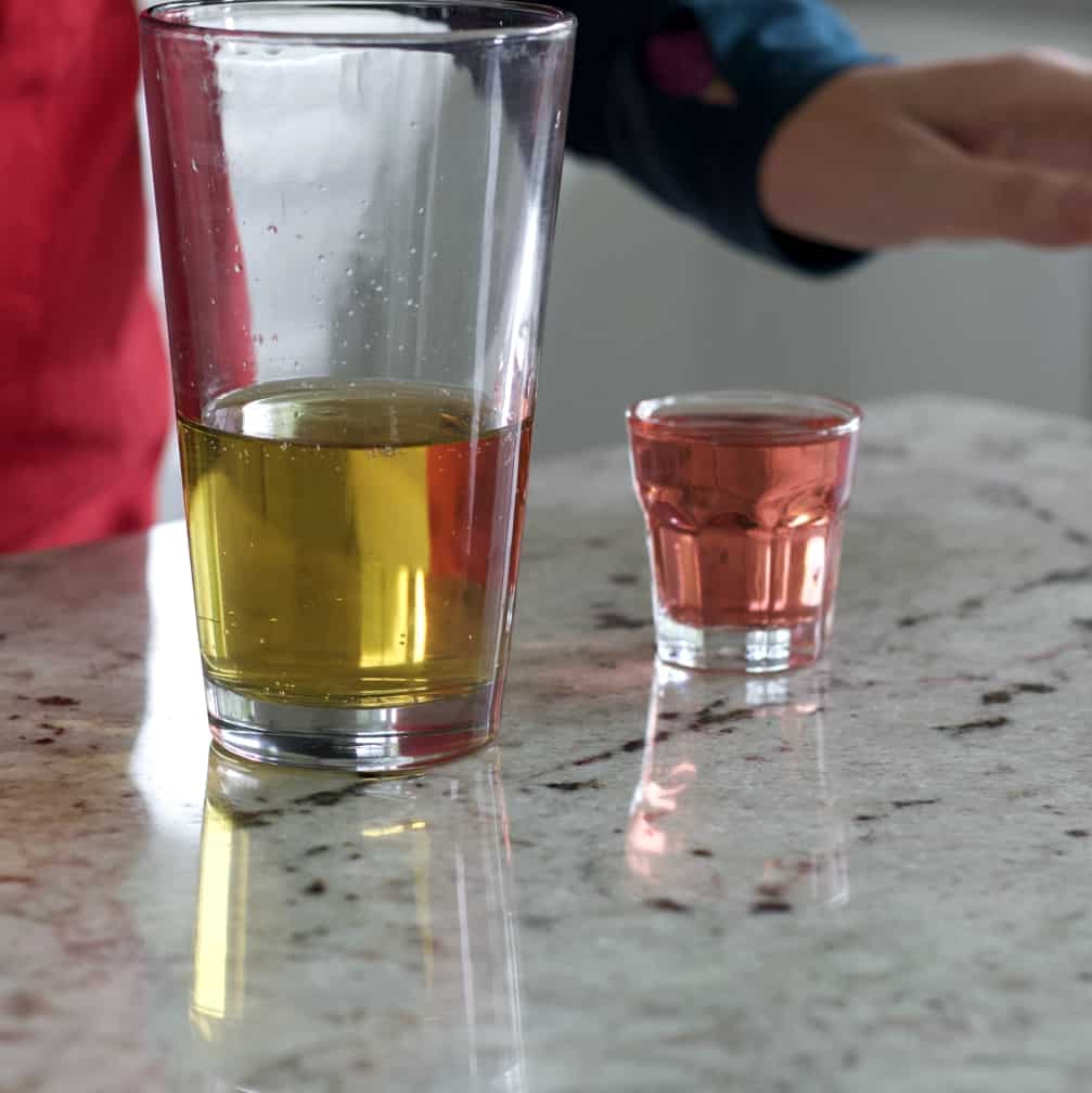 pint glass and royal flush shot