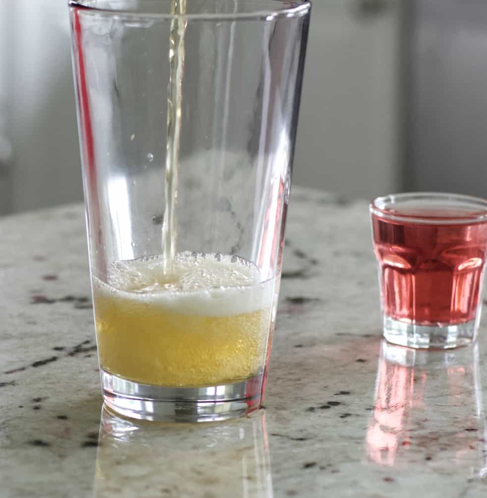preparing the Vegas Bomb drink