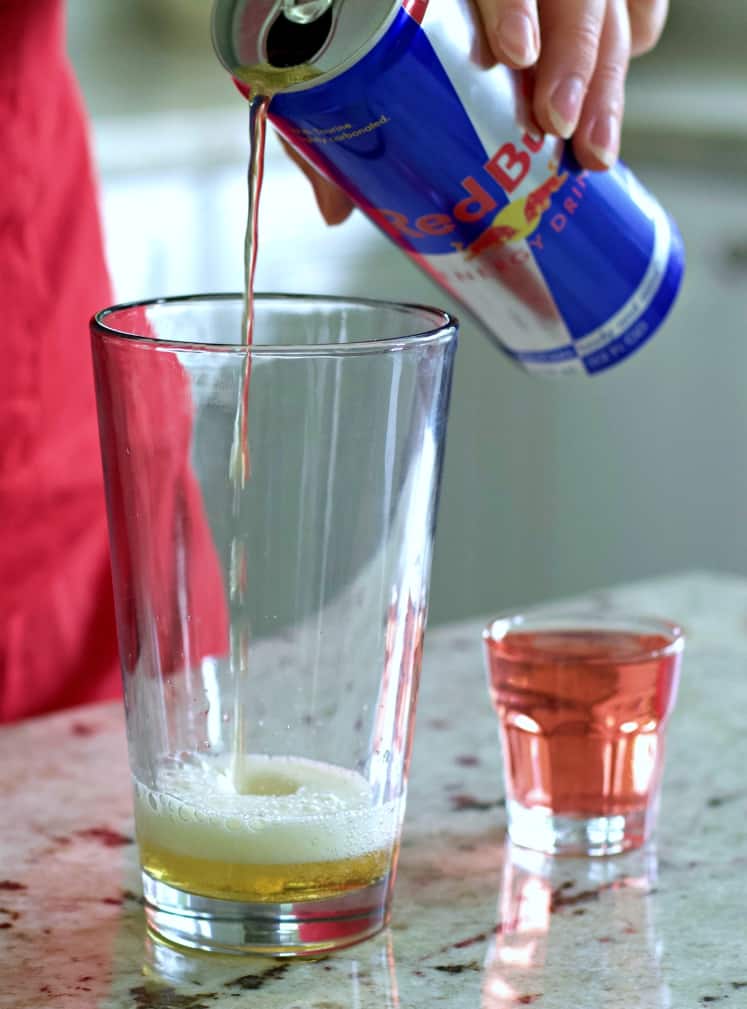 fill a pint glass 1/3 Full- energy drink