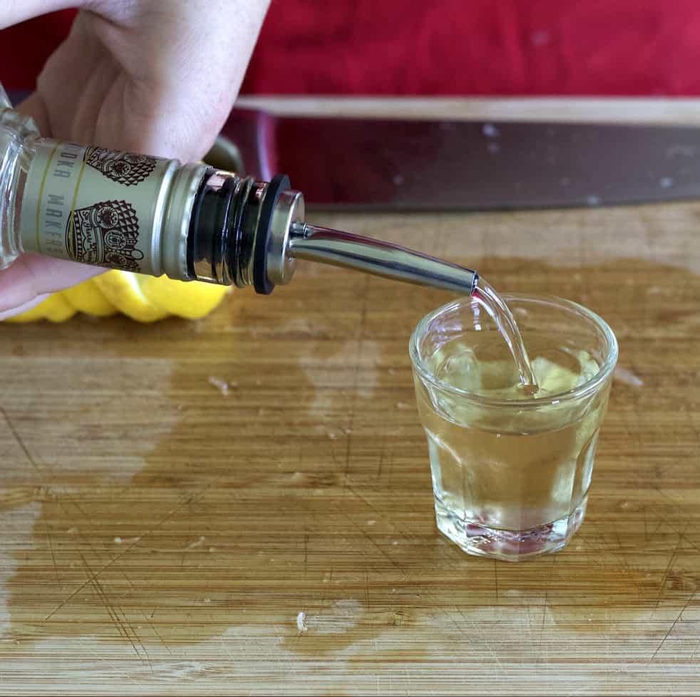 pouring vanilla vodka