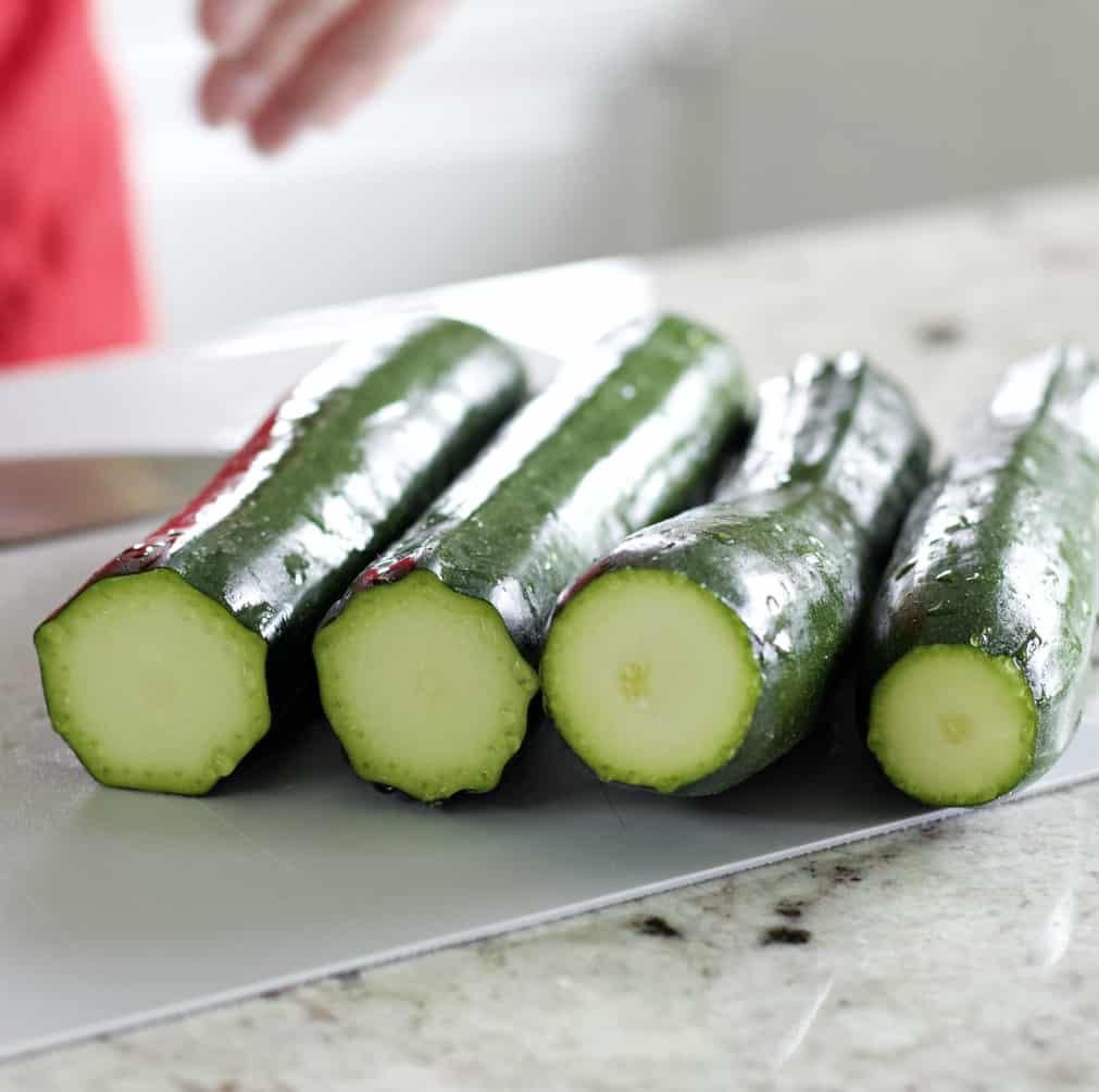 prepped zucchini ready to shred for veggie quiche