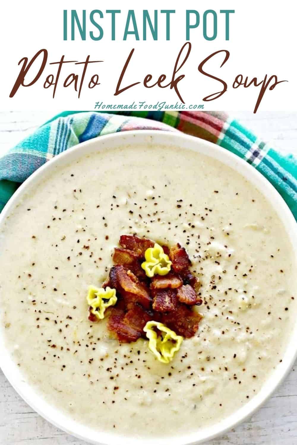 Instant pot potato leek soup-pin image