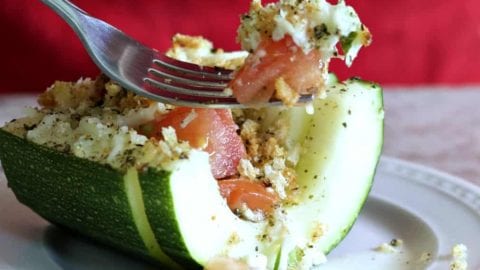 Italian stuffed zucchini boats vegetarian recipe