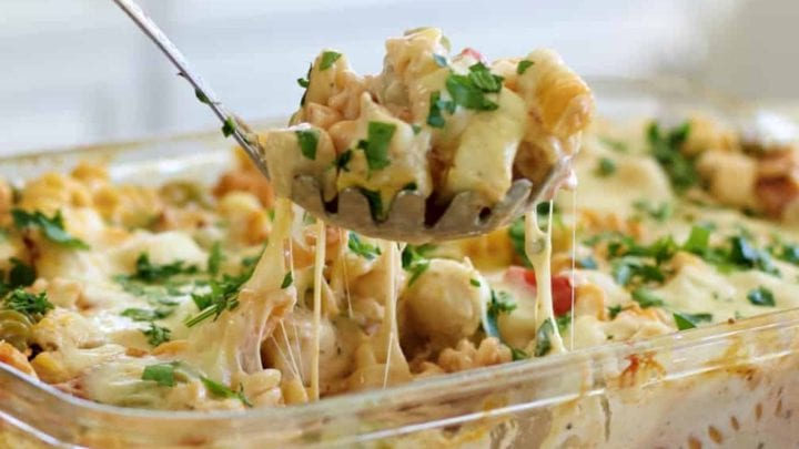 chicken bacon ranch casserole scoop