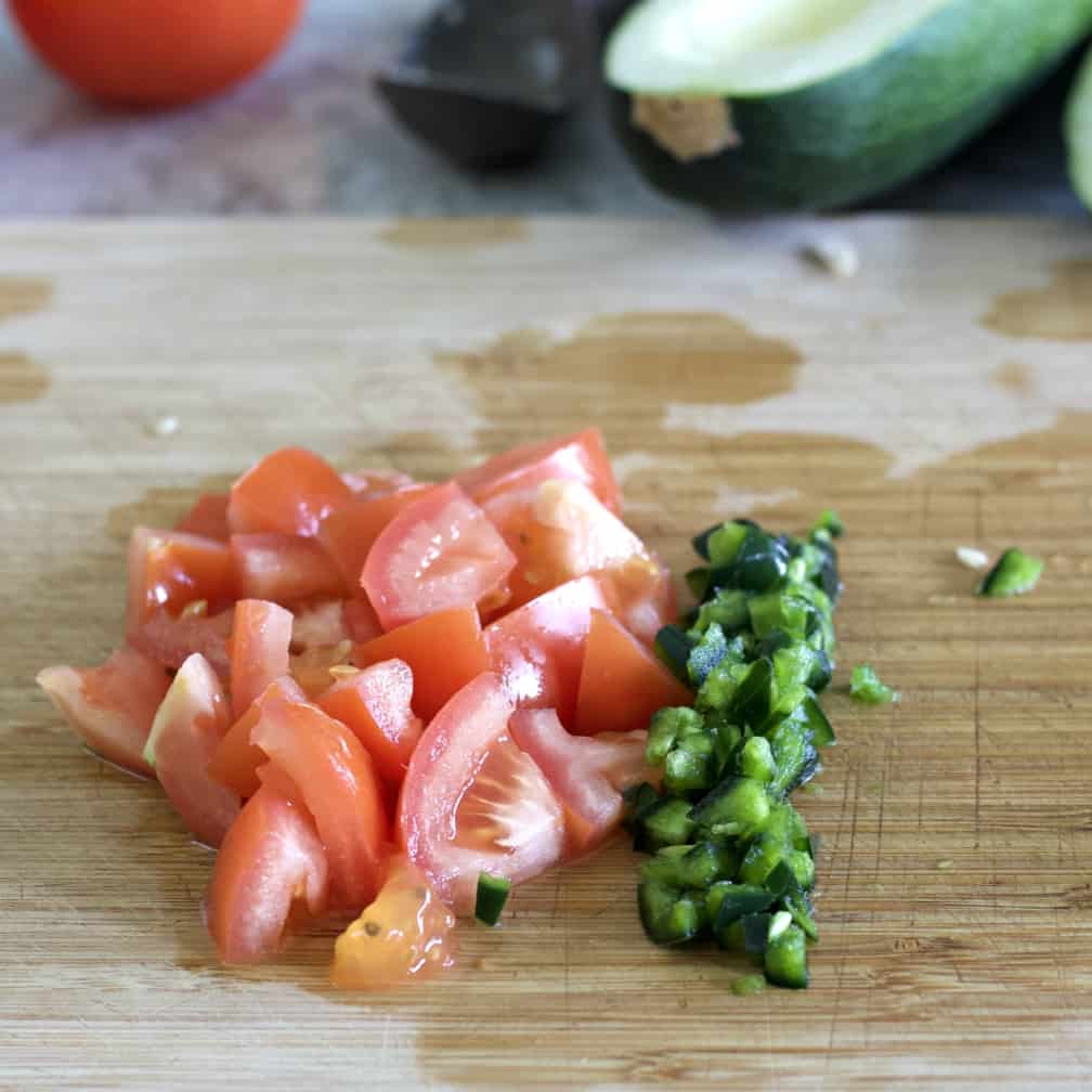 chopped tomatoes and peppers