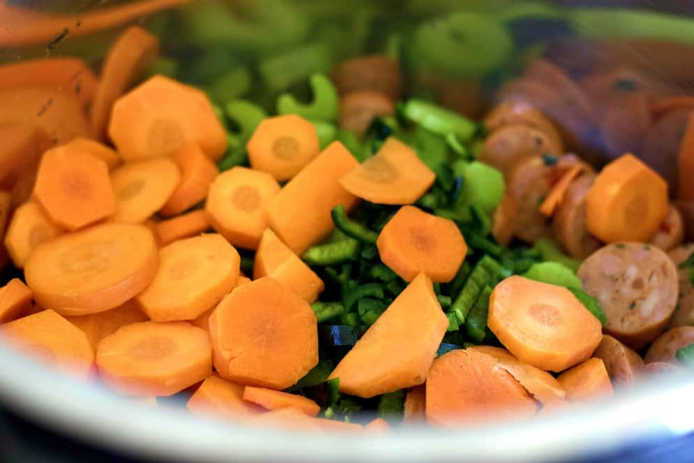 Instant Pot Lentil Soup Recipe 12 chopped veggies in instant pot
