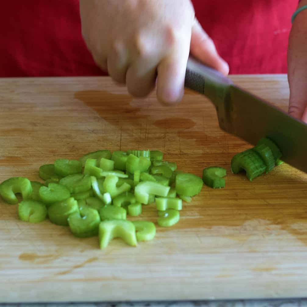 Instant Pot Lentil Soup Recipe 19 chopping celery