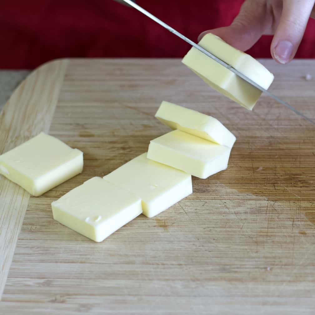 cutting butter into slices