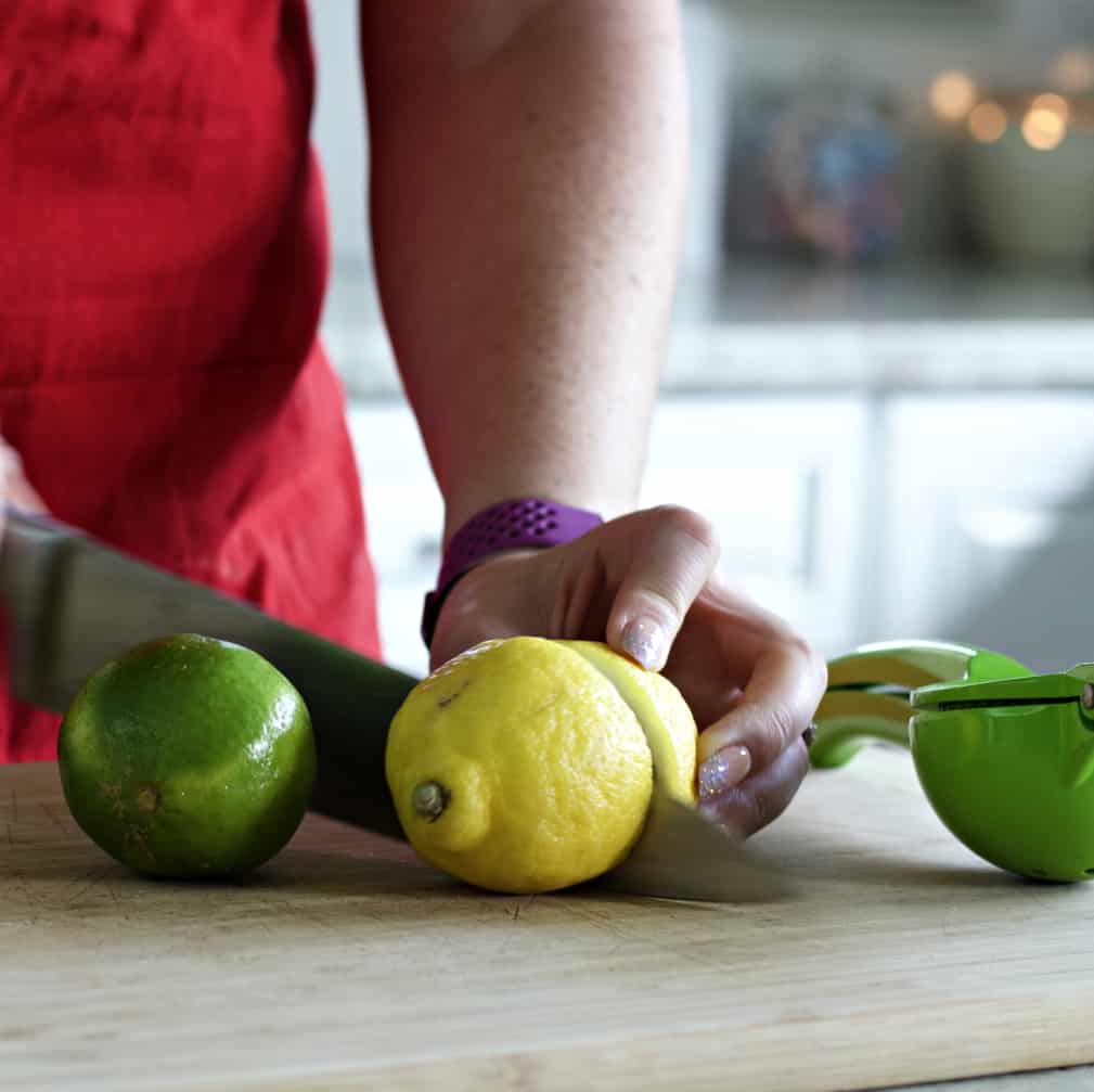 cutting lemon and lime