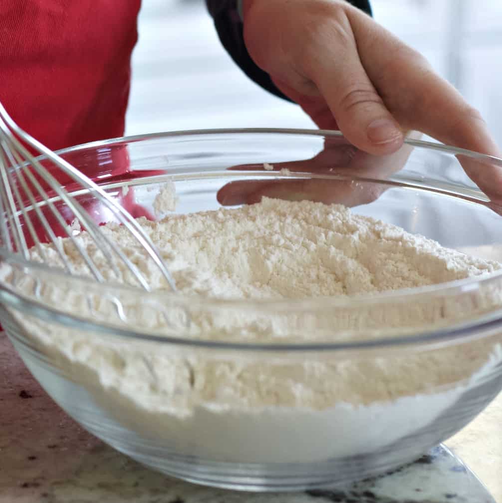 Whisking dry ingredients sprinkle cookies