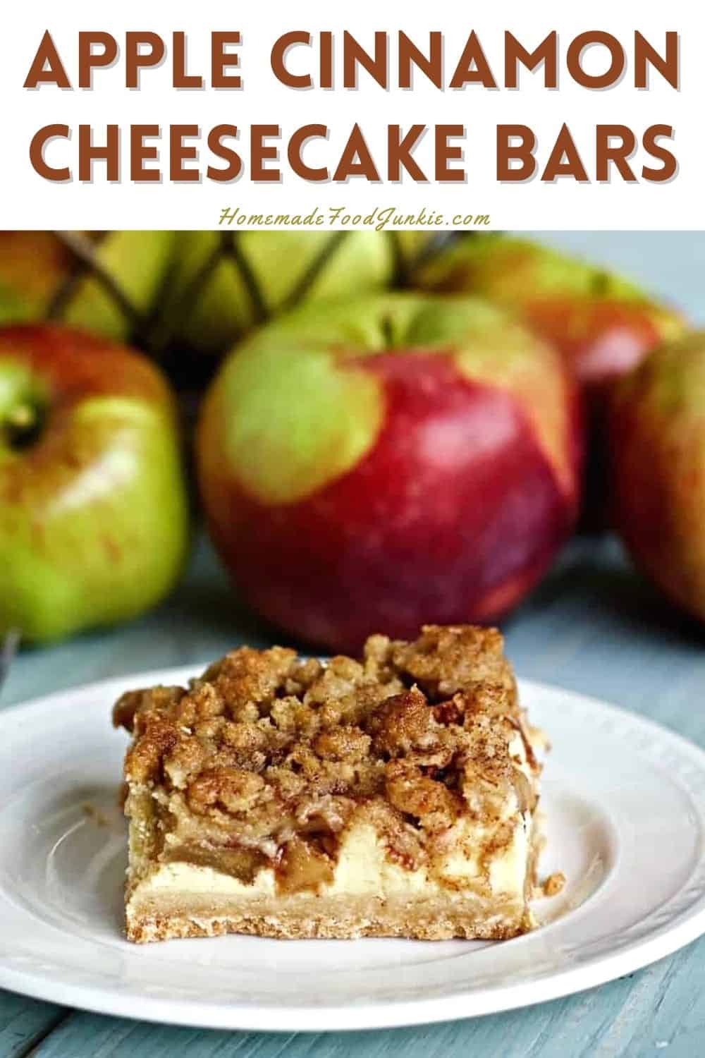 Apple cinnamon cheesecake bars-pin image