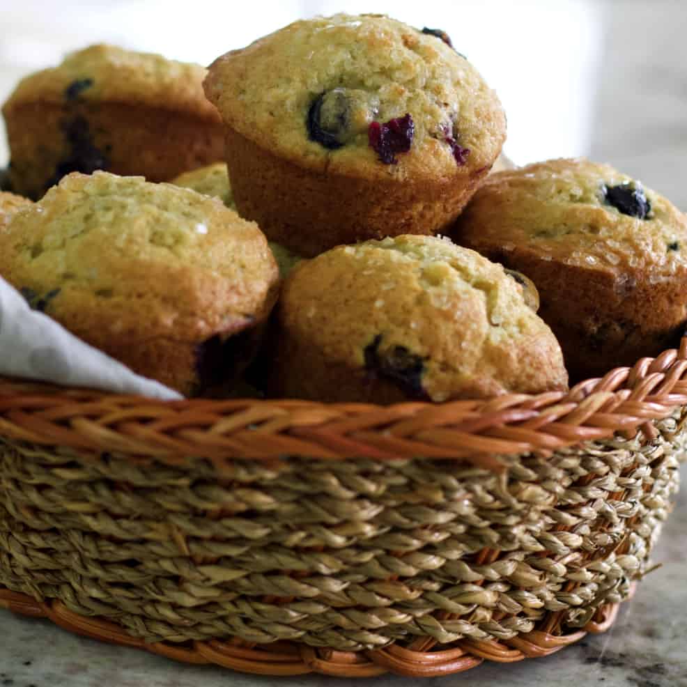 Incredible Banana Blueberry Muffins 20 banana blueberry muffins in basket
