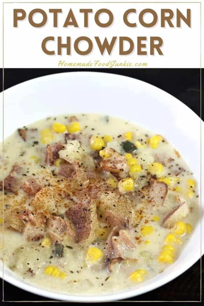 Potato corn chowder-pin image