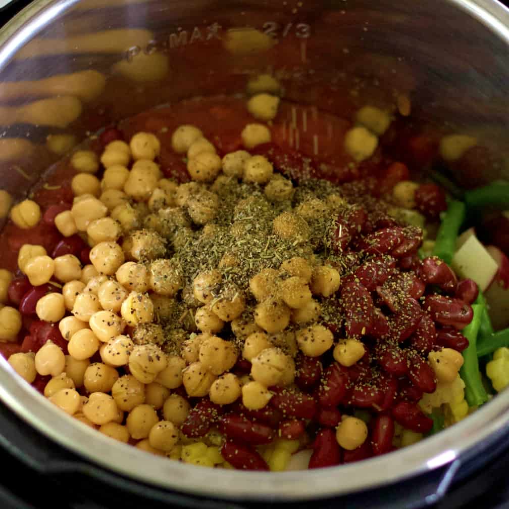 assembling the instant pot vegetable soup
