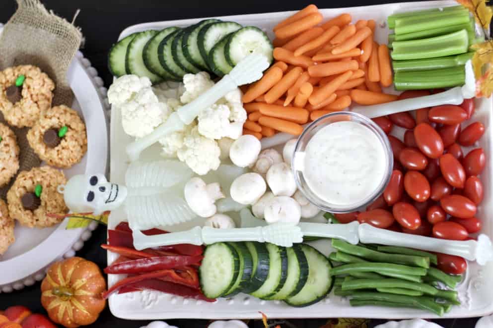 happy skeleton veggie tray