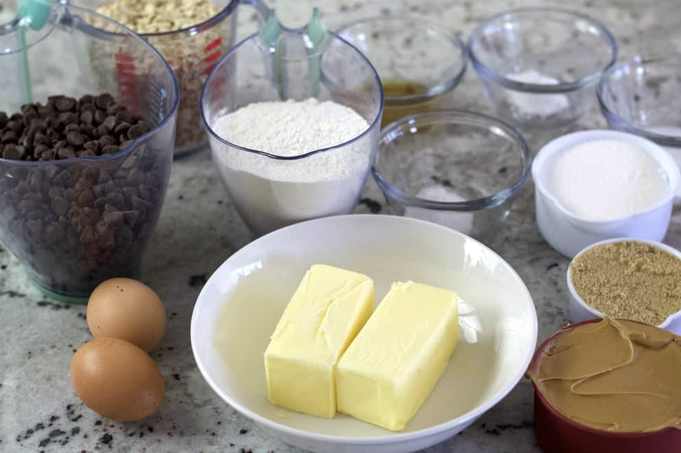 ingredients for peanut butter oatmeal cookies recipe
