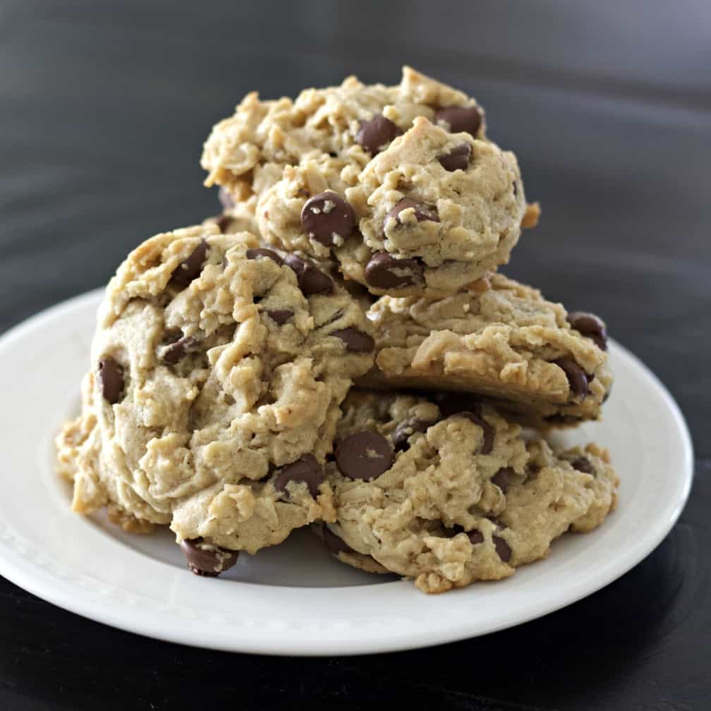 peanut butter oatmeal cookies on table