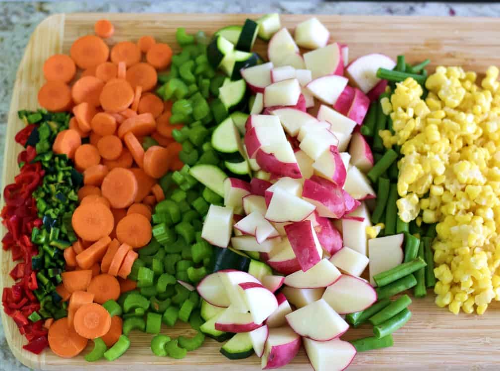 prepped veggies for instant pot vegetable soup