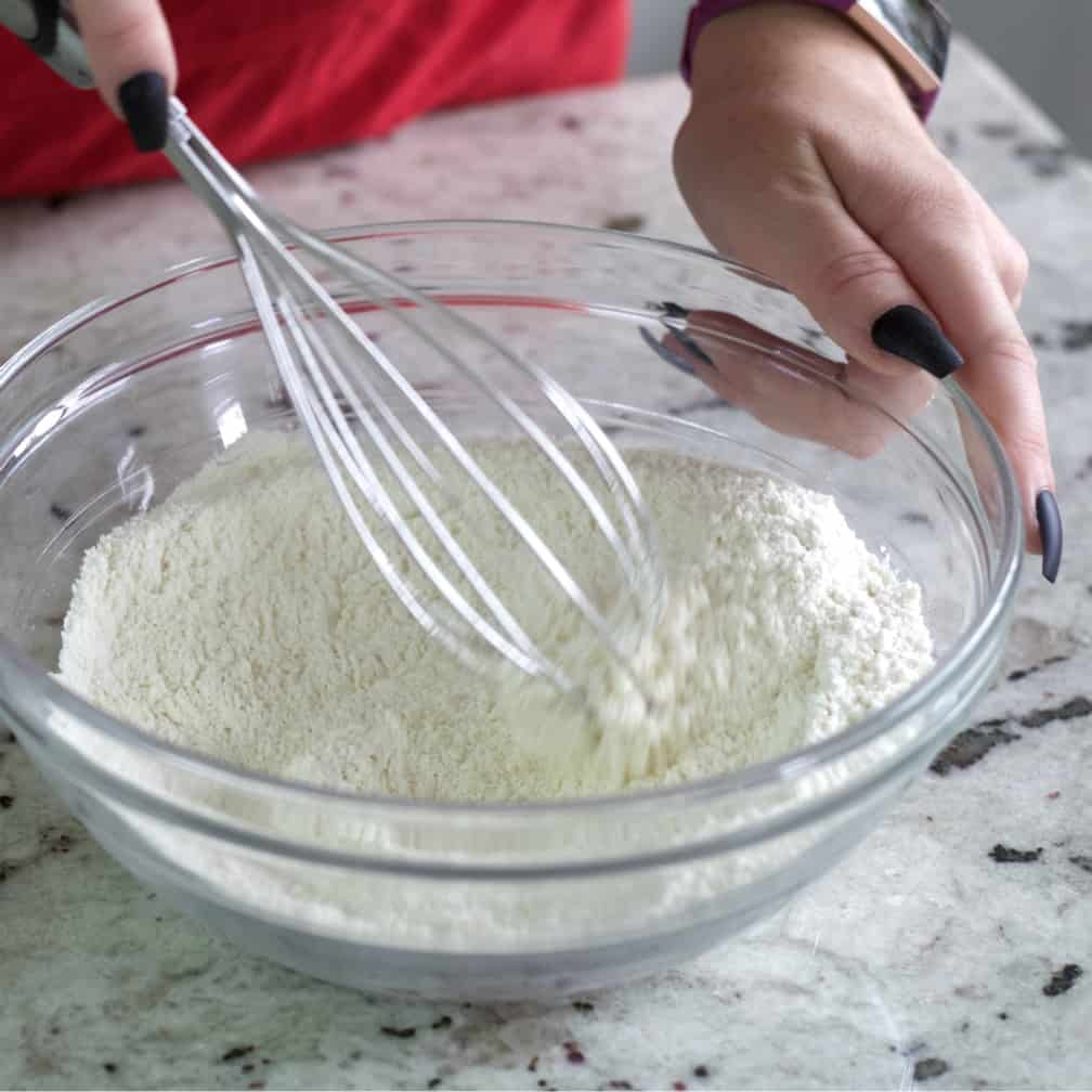 Incredible Banana Blueberry Muffins 16 whisking dry ingredients for banana blueberry muffins