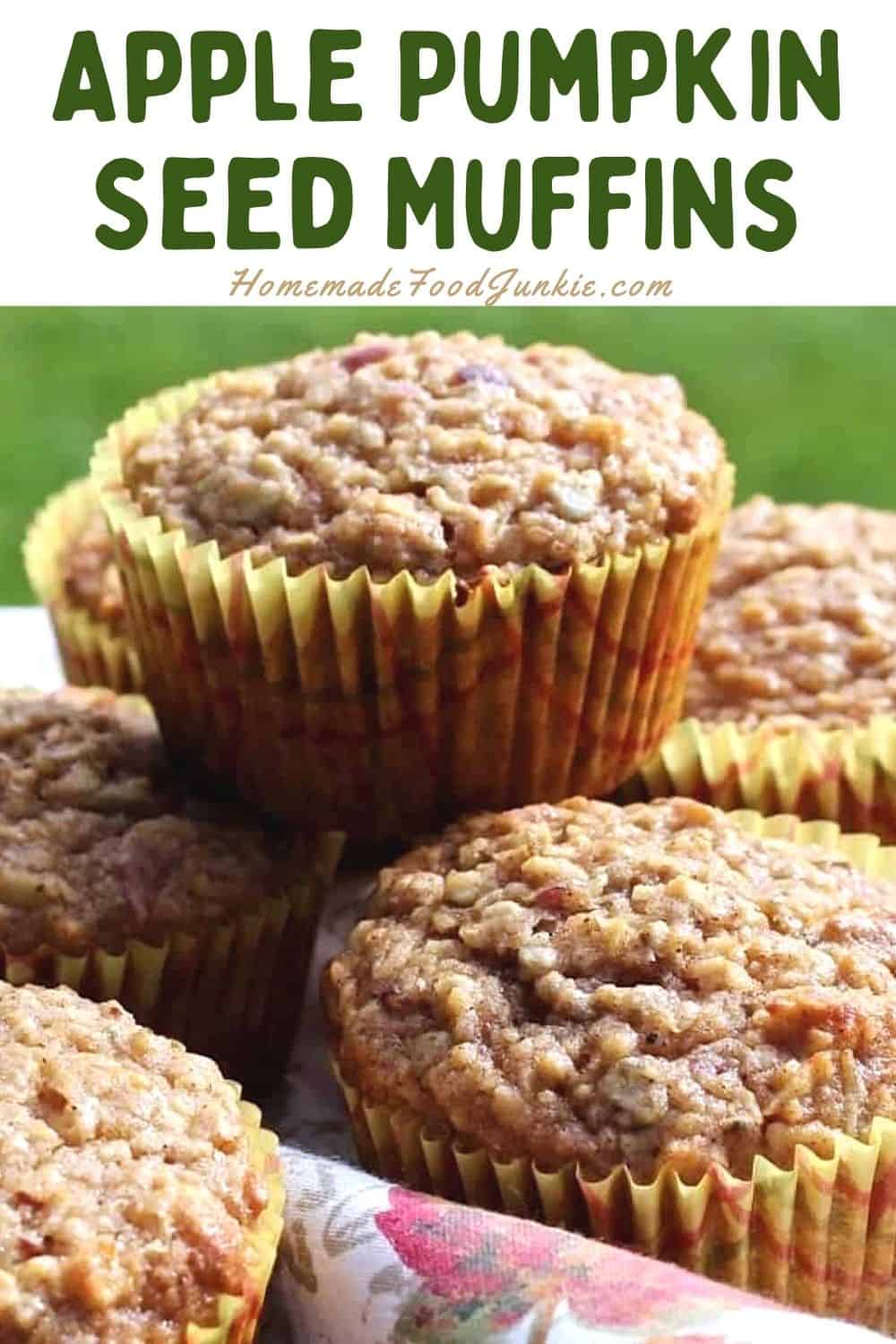 Apple pumpkin seed muffins-pin image