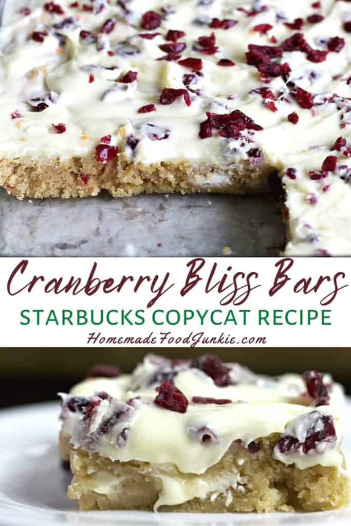 Cranberry bliss bars starbucks copycat recipe-pin image