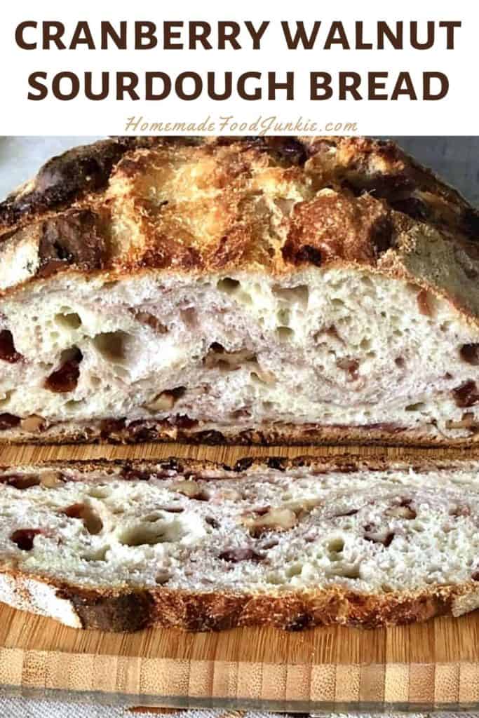Cranberry walnut sourdough bread-pin image